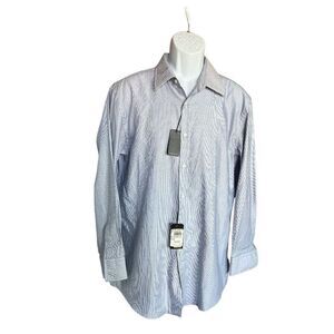 NWT Mens Hugo Boss Blue Micro Check Button Down Shirt  - Sz 17 1/2 32/33